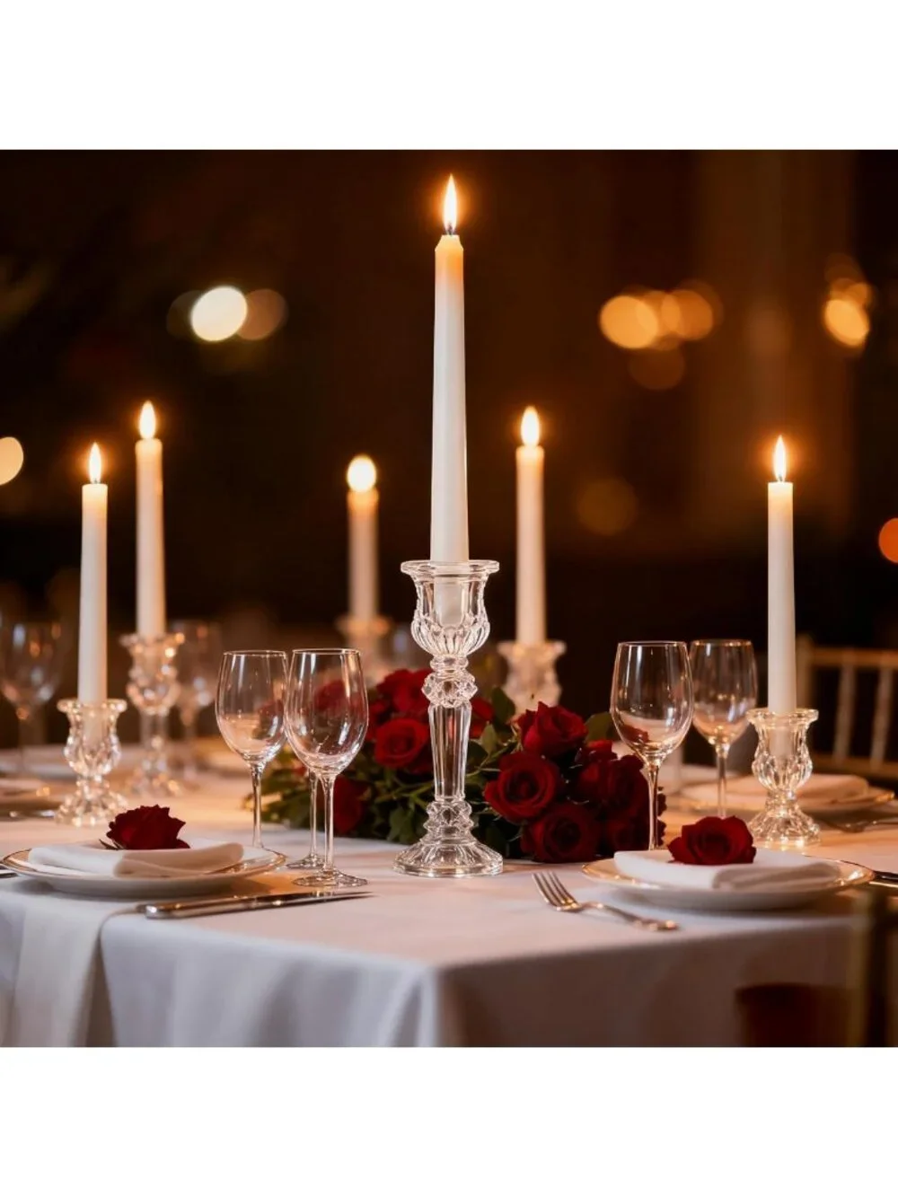 48 Clear Glass Taper Candle Holders - Elegant 2.5in Candle Holders for Home
